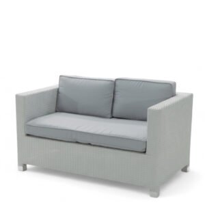 Sofá de hostelería de 2 plazas de acero y ratán gris - Kirk