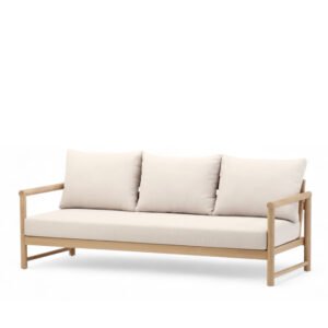 Sofá de 3 plazas de madera y cojines beige para hostelería - Habana