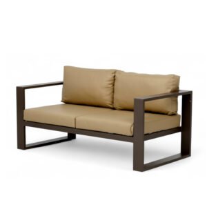 Sofá de 2 plazas de alumino marrón y cojines taupé - Maleme