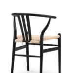 Silla de hostelería de madera negra y asiento de cuerda trenzada - Tribeca