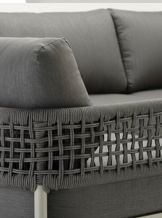 Sillón de aluminio y cuerda en color gris - Varesse