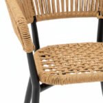 Silla de hostelería de aluminio negro y cuerda color natural con cojín - Maine