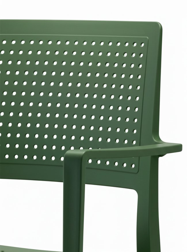 Silla de tecnopolímero verde con reposabrazos - Milton