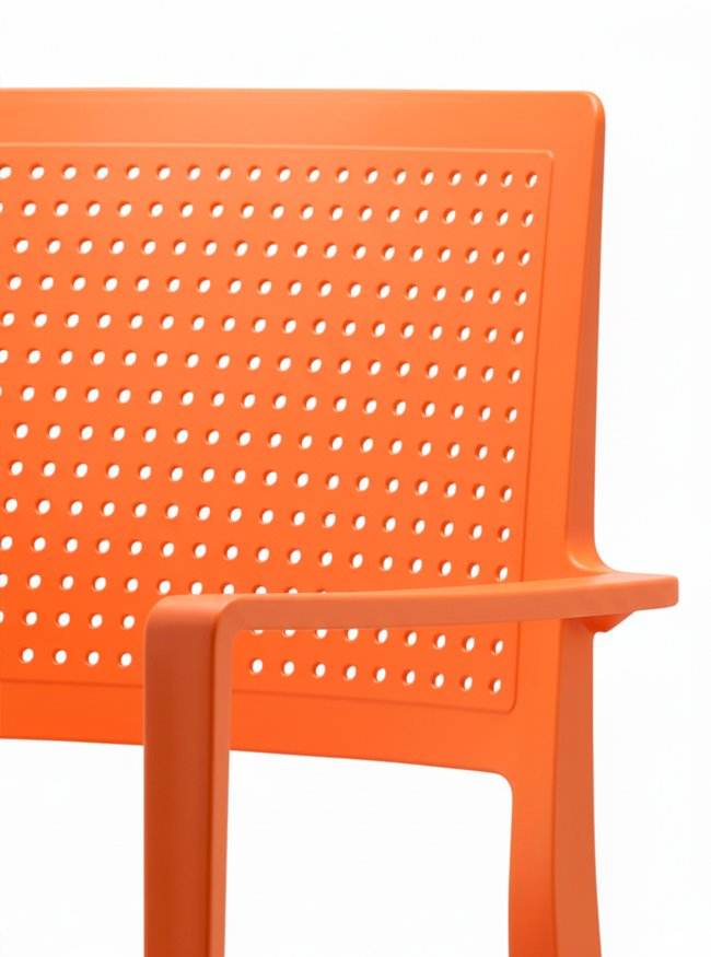 Silla de tecnopolímero terracota con reposabrazos - Milton