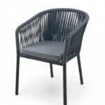 Silla de hostelería de aluminio antracita y cuerda con cojín - Hornell