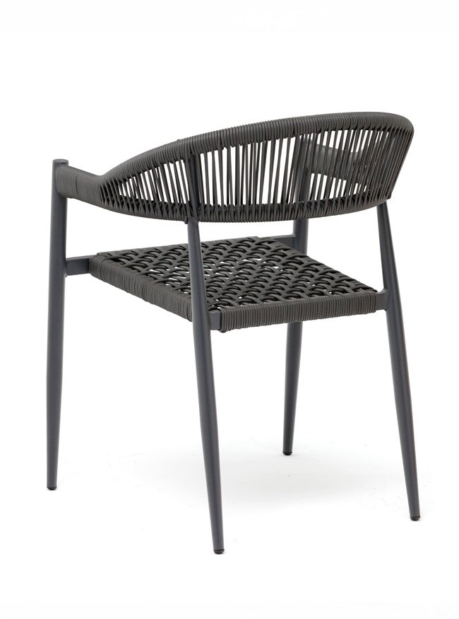 Silla de hostelería de aluminio gris y cuerda - Hutsch