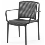 Silla de hostelería de polipropileno reforzado antracita con reposabrazos - Easton