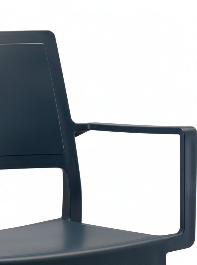 Silla de tecnopolímero reforzado antracita con reposabrazos - Muncy
