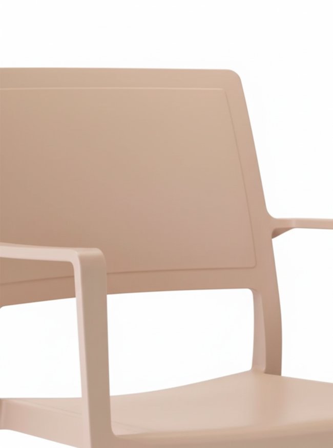 Silla de tecnopolímero color tórtola con reposabrazos - Muncy