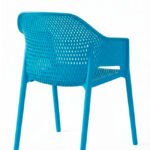 Silla con reposabrazos de tecnopolímero azul para hostelería - Nausa